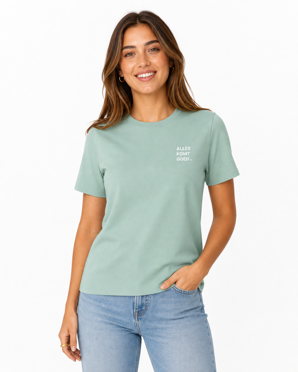 T-shirt - Alles komt goed - Saliegroen - Unisex