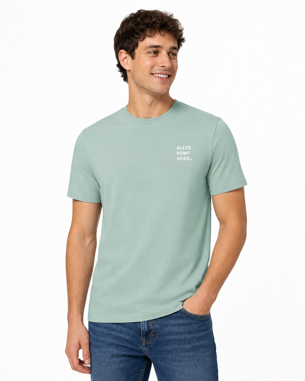 T-shirt - Alles komt goed - Saliegroen - Unisex